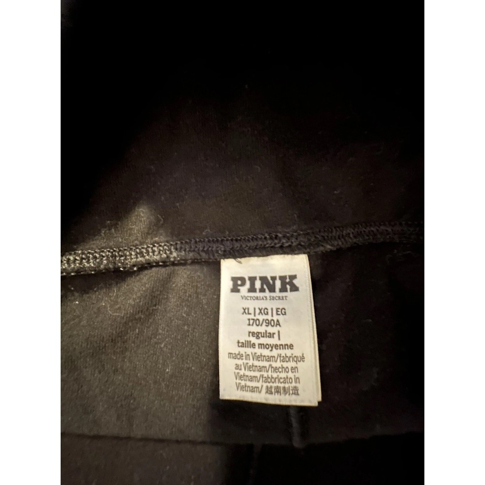VTG Victoria's Secret PINK Spellout Fold Over Bootcut Legging‎ XL Black Glitter - Picture 5 of 5